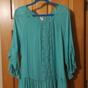 Green flows gauze top